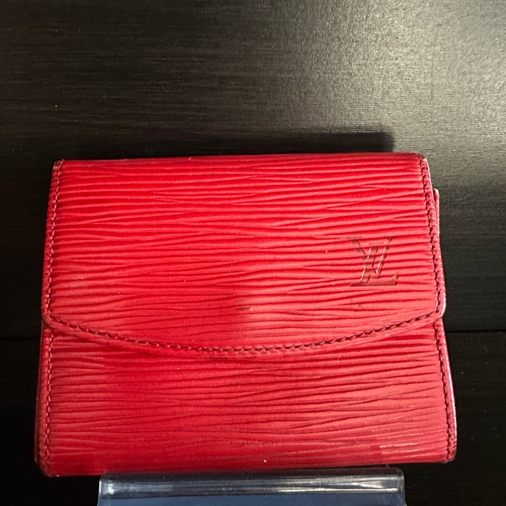 Louis Vuitton Red Epi Card Case  and Coins Snap Pouch